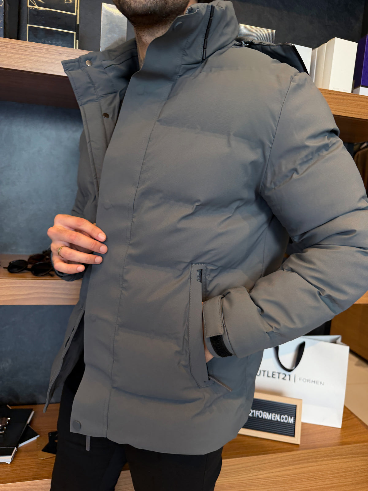 Jaqueta Puffer Snowfall - Cinza