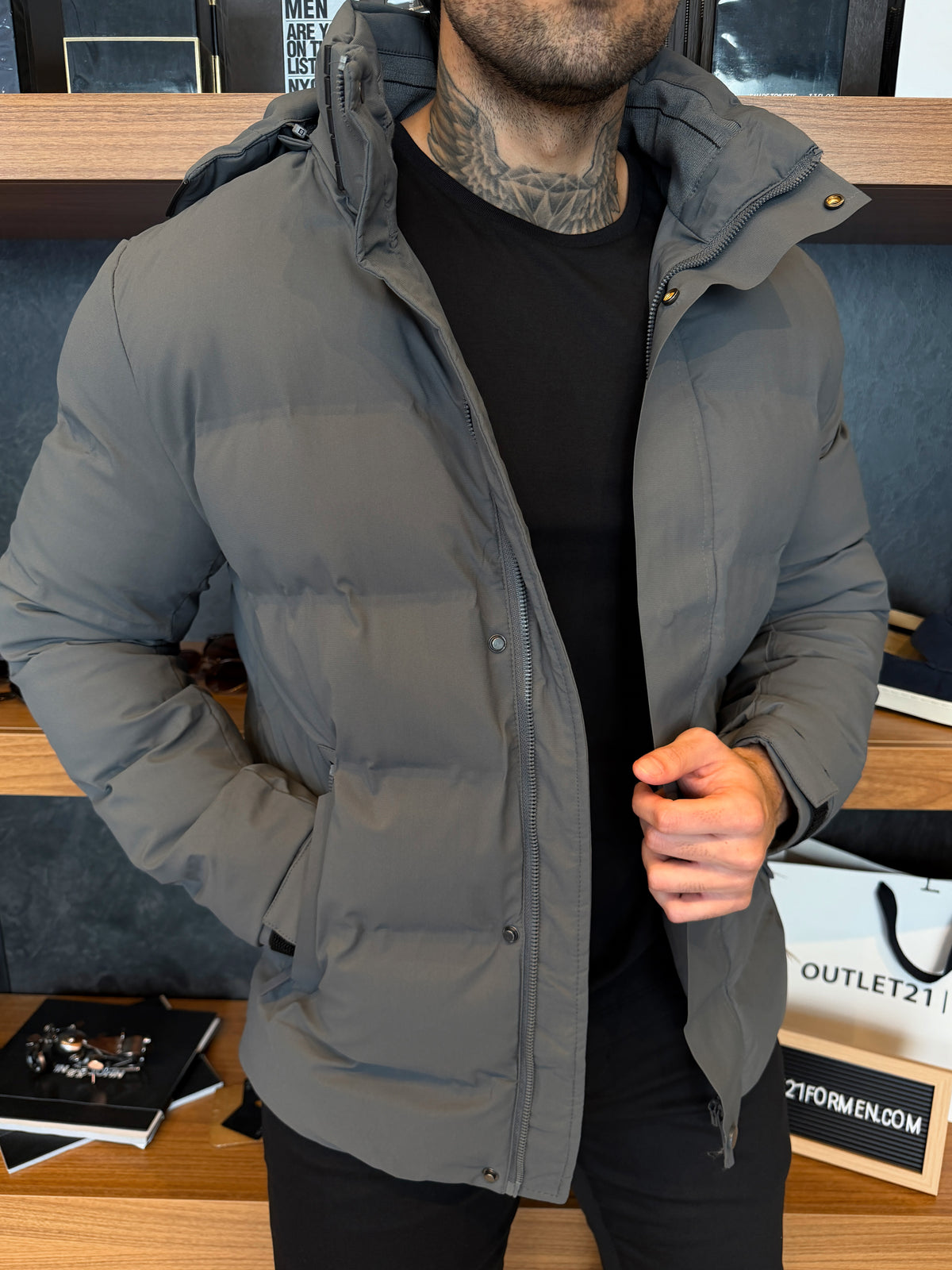 Jaqueta Puffer Snowfall - Cinza