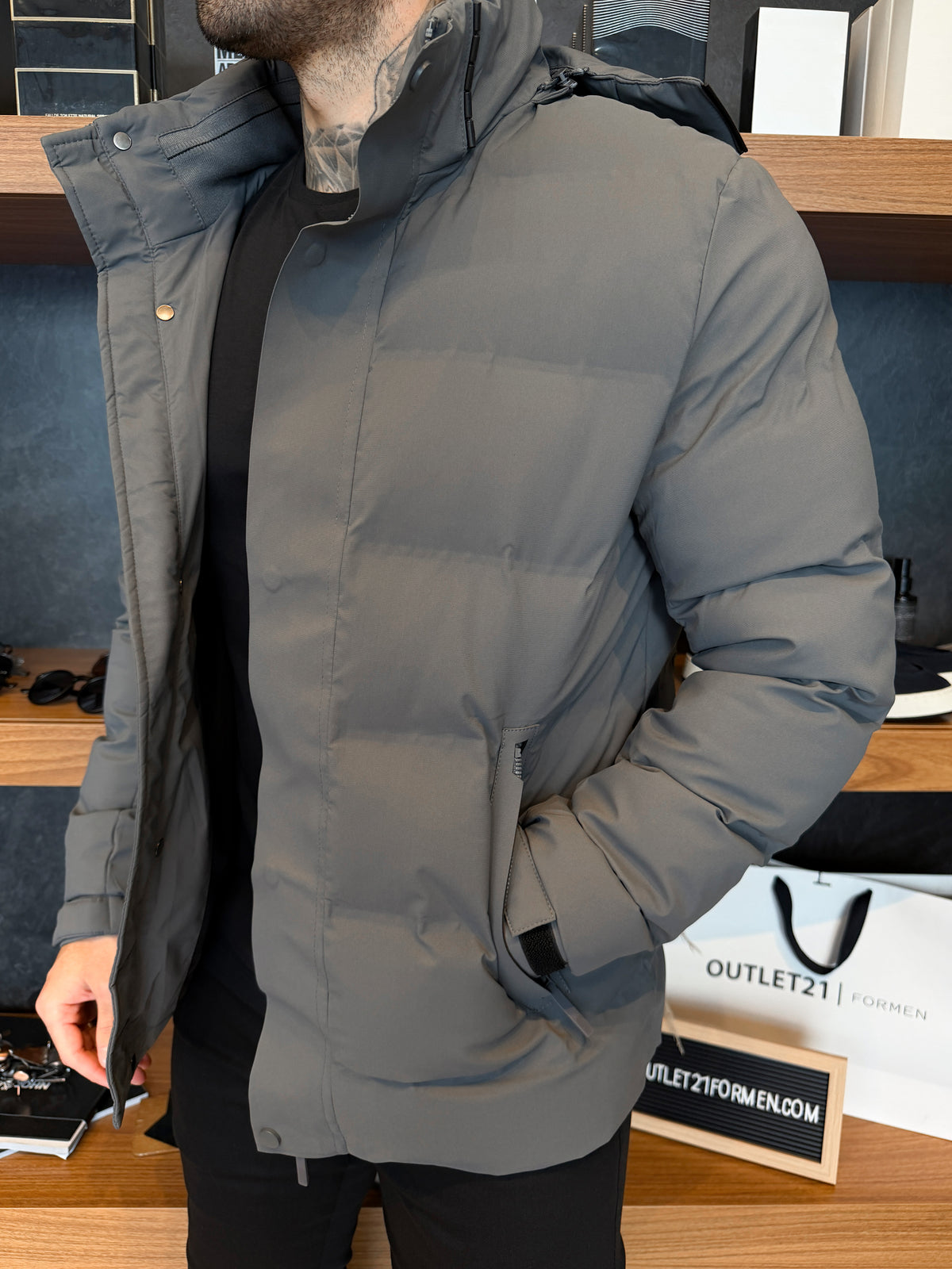 Jaqueta Puffer Snowfall - Cinza