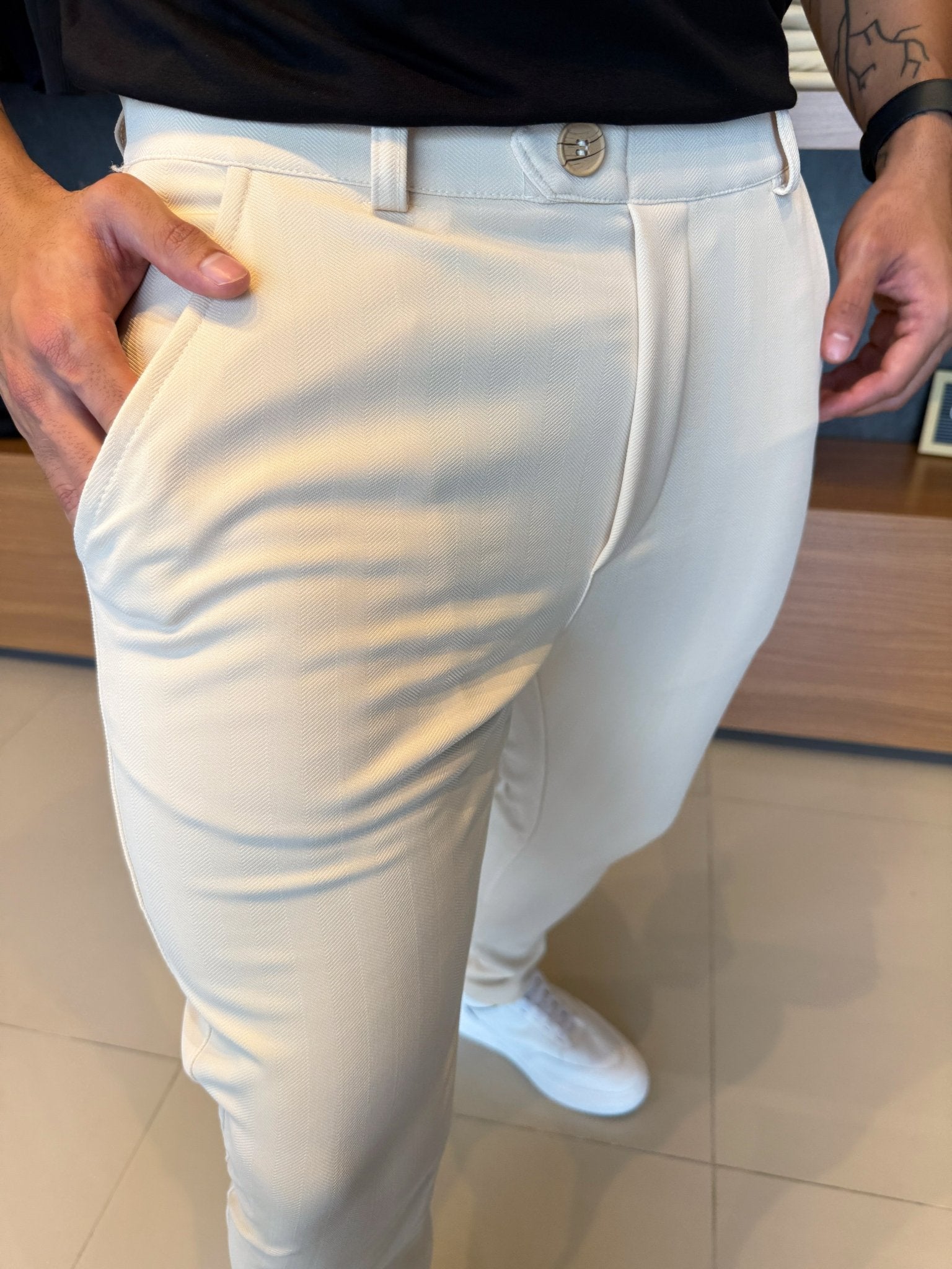 Calça Alfaiataria Avenue Tecido Texturizado - Areia