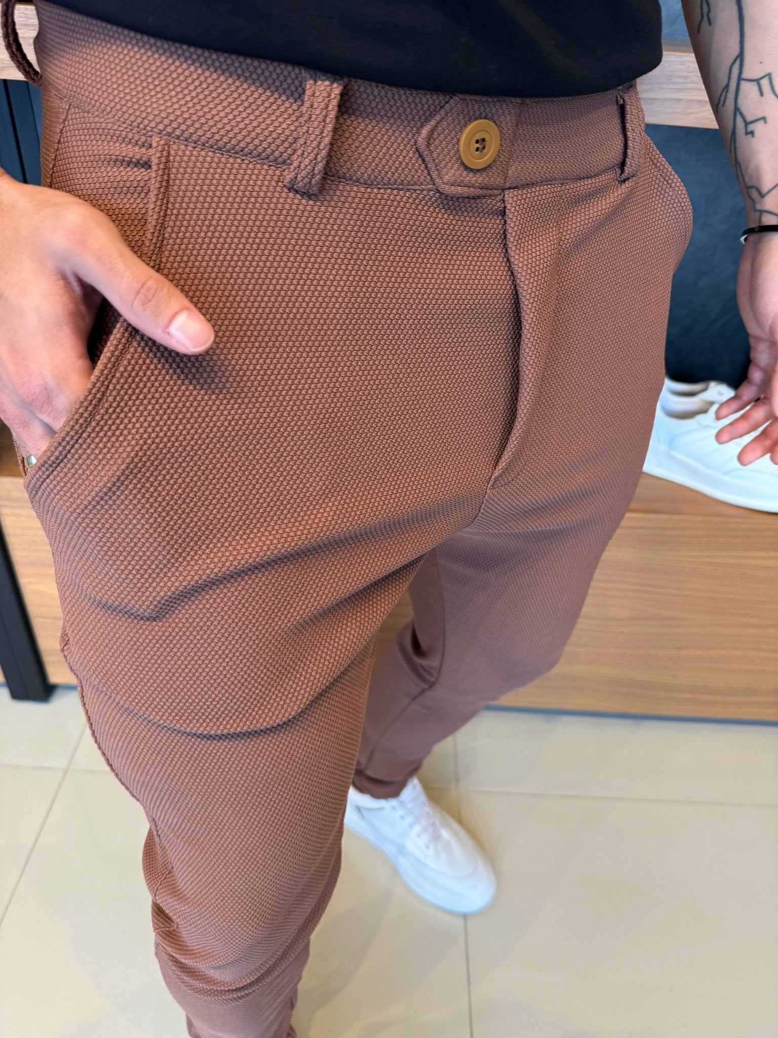 Calça Alfaiataria Granitto Tecido Texturizado - Capuccino