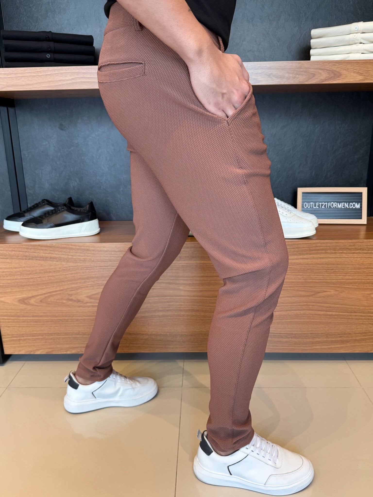 Calça Alfaiataria Granitto Tecido Texturizado - Capuccino