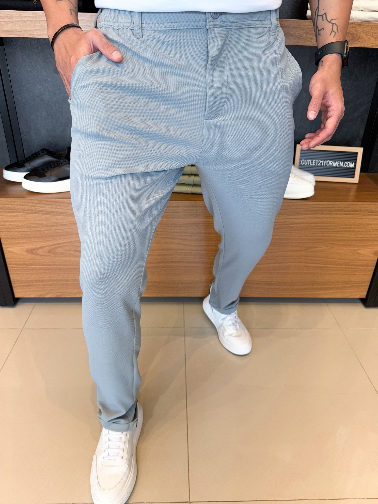 Calça Alfaiataria Mônaco Barra Italiana - Cinza