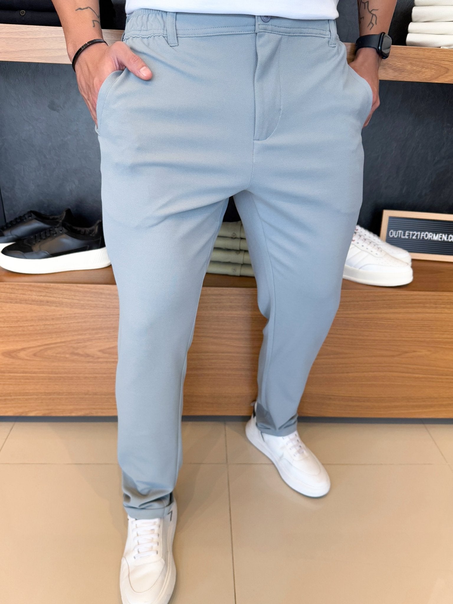 Calça Alfaiataria Mônaco Barra Italiana - Cinza