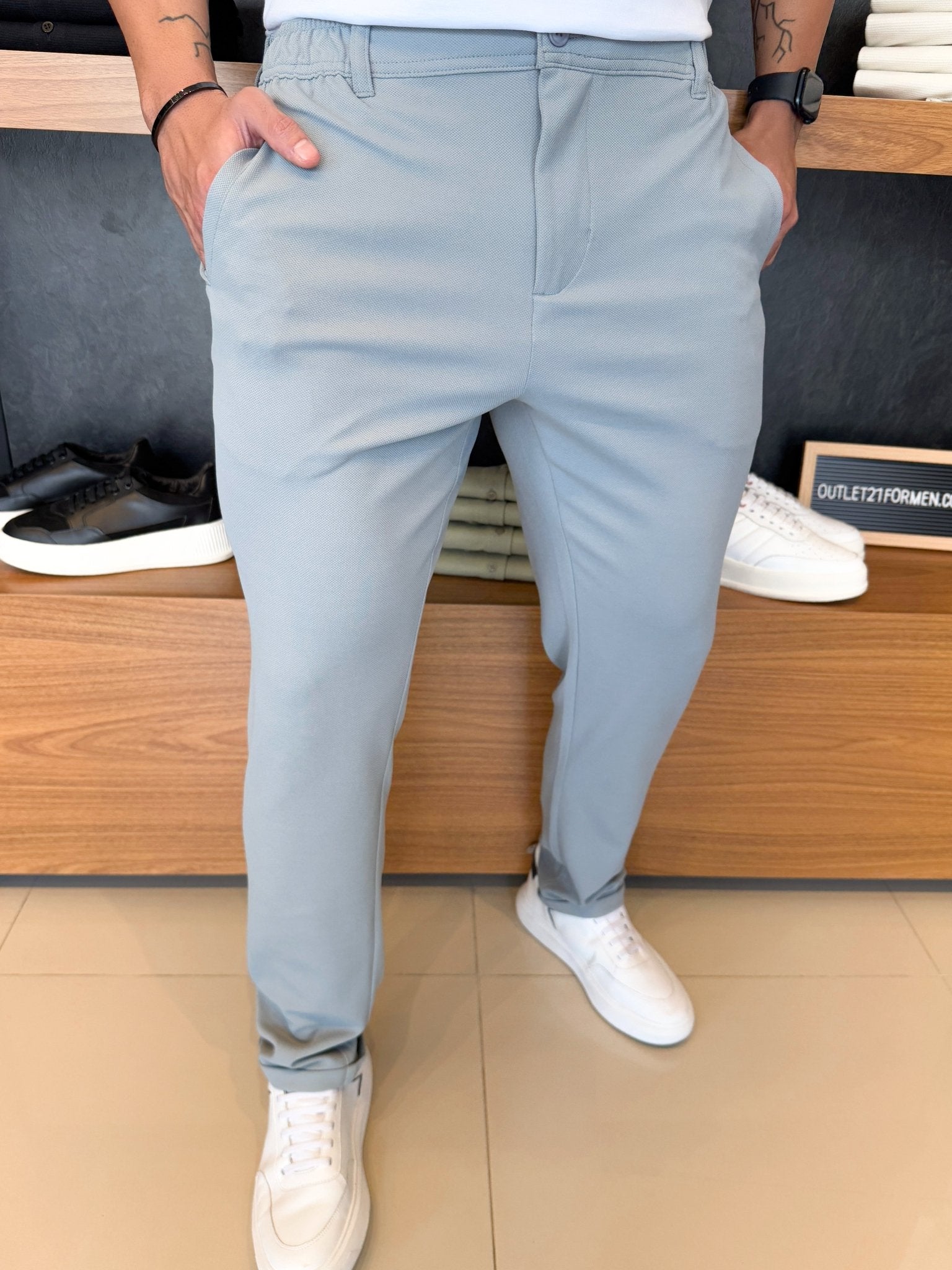 Calça Alfaiataria Mônaco Barra Italiana - Cinza