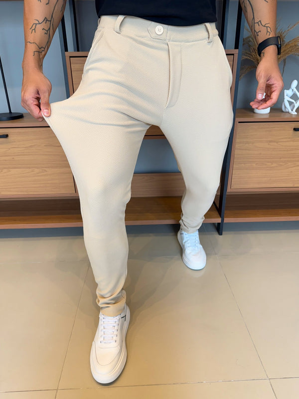 Calça Granitto Areia Modelo Texturizado Sem Zíper