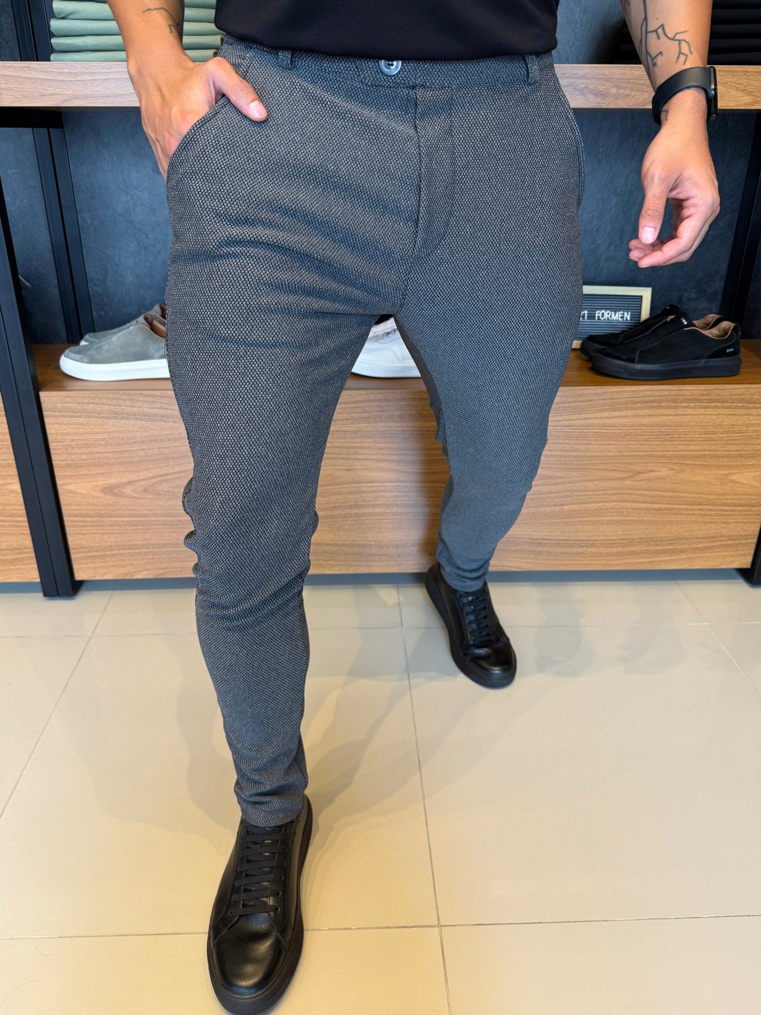 Calça Granitto Chumbo Modelo Texturizado Sem Zíper
