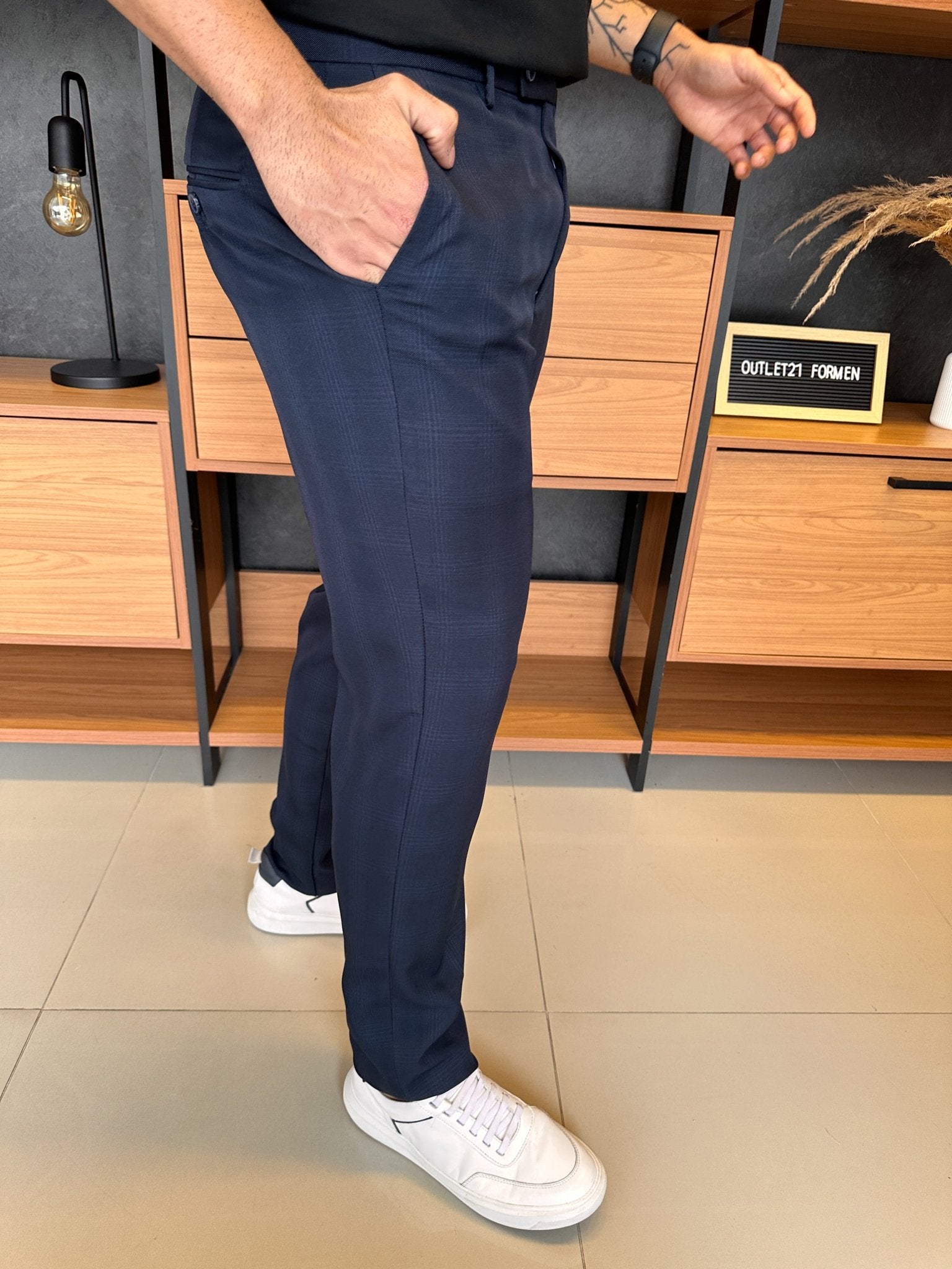 Calça Alfaitaria London Xadrez - Marinho