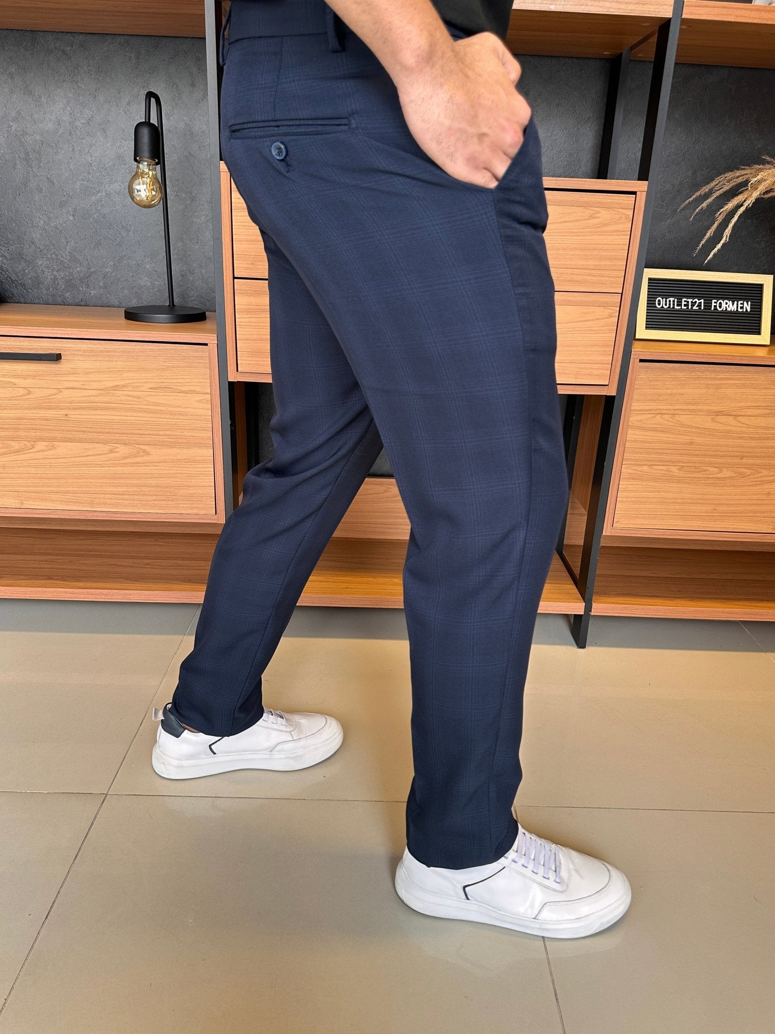 Calça Alfaitaria London Xadrez - Marinho