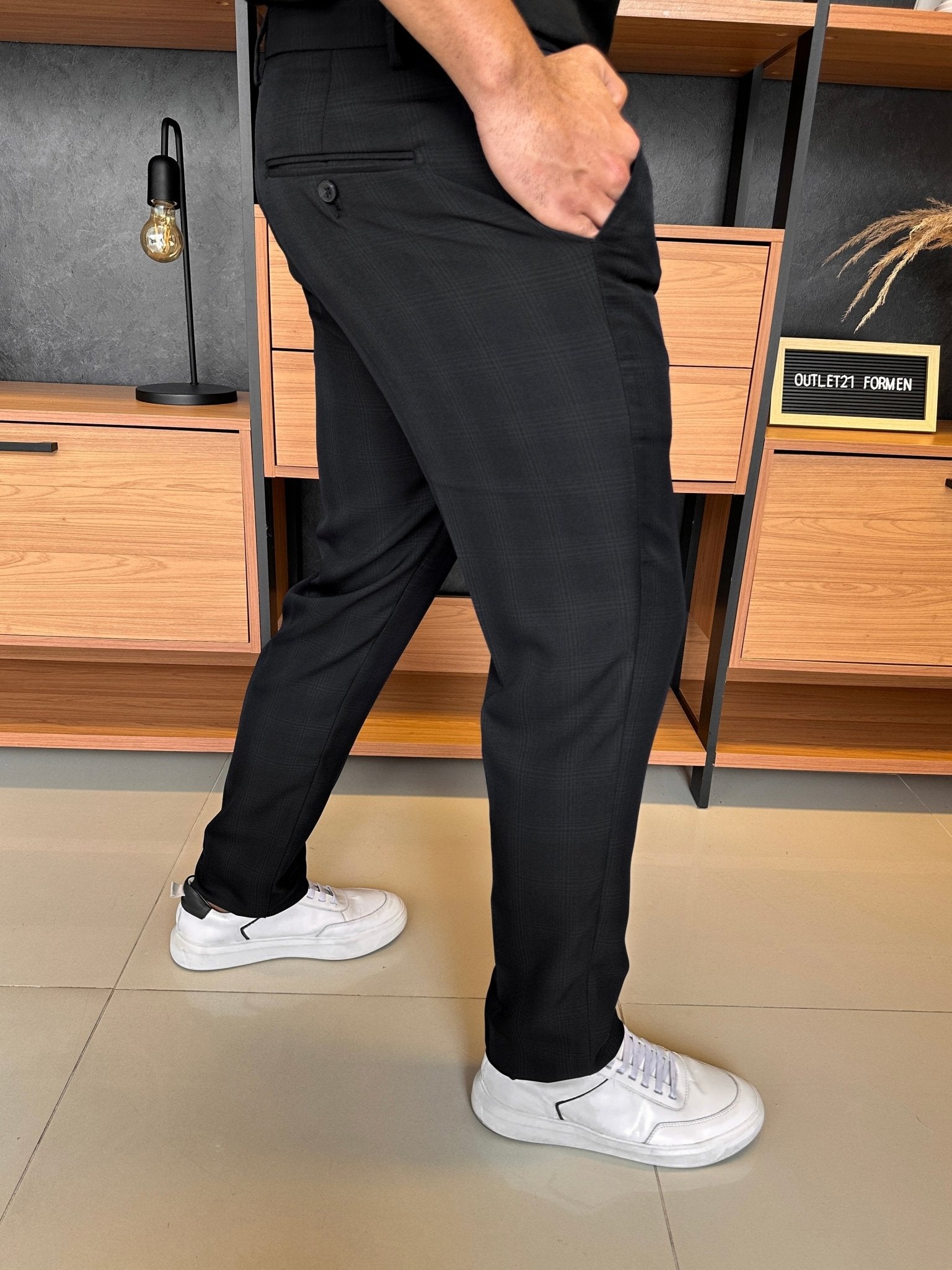 Calça Alfaitaria London Xadrez - Preta
