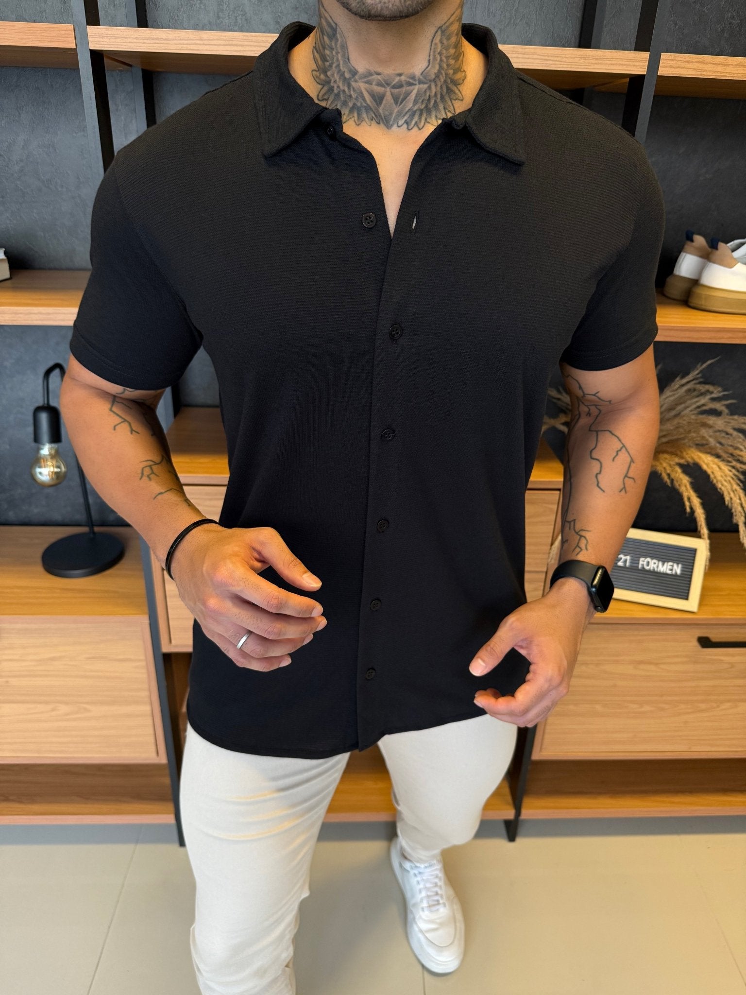 Camisa Ibiza Manga Curta - Preta