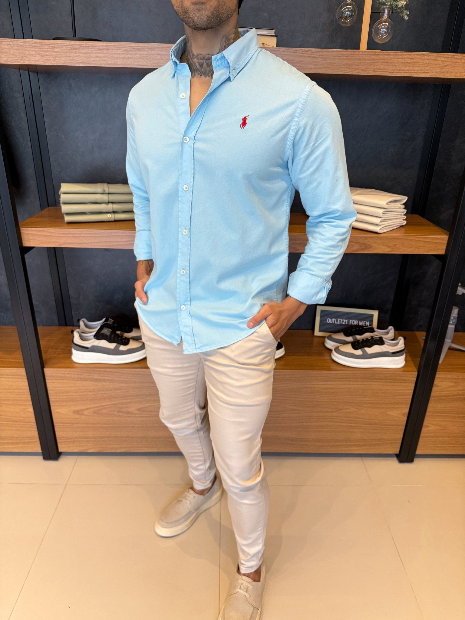 Camisa Polo Ralph. Sarja Azul Bebê Logo Vermelho