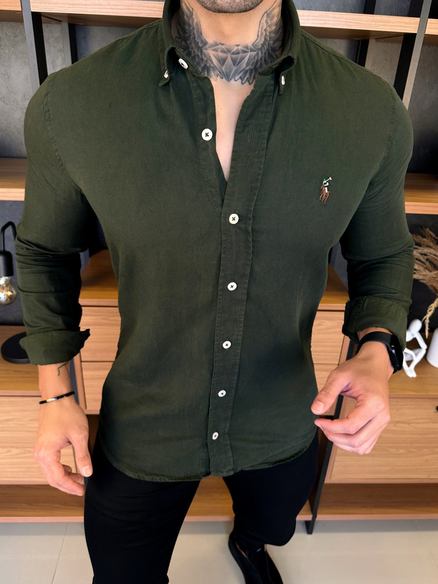 Camisa Polo Ralph. Verde Musgo Sarja Logo Colors