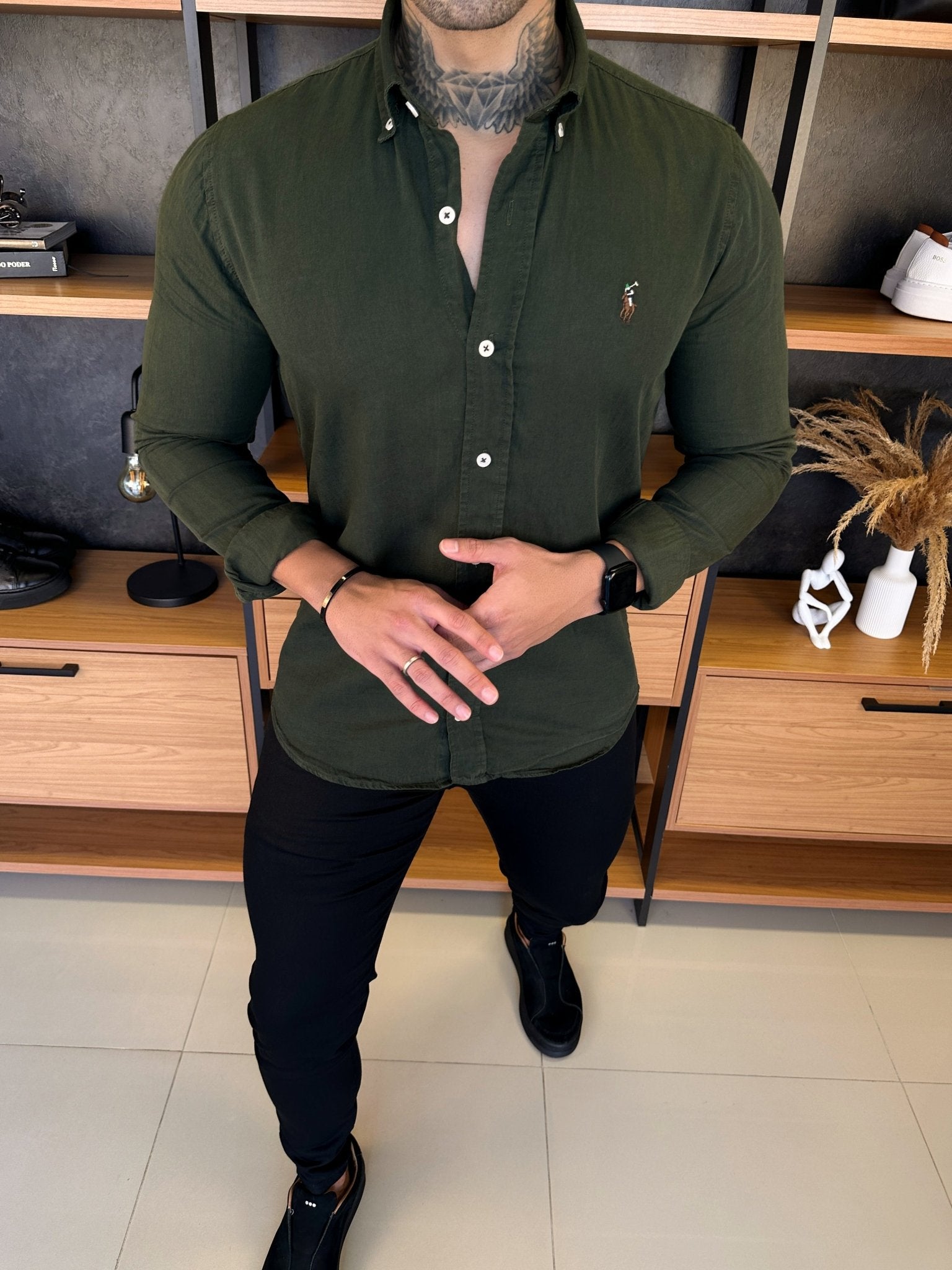 Camisa Polo Ralph. Verde Musgo Sarja Logo Colors