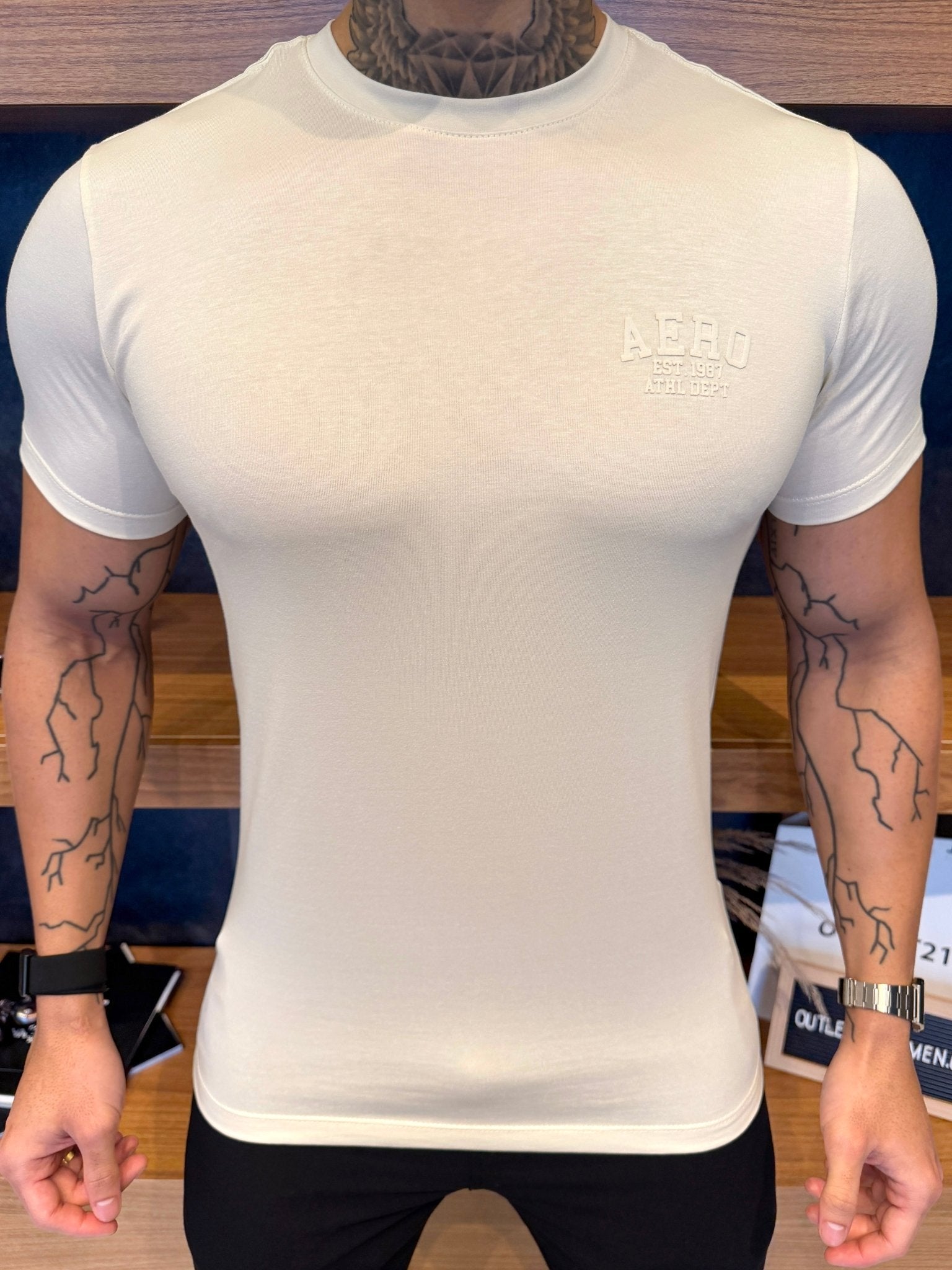 Camiseta Aeropostale Athl Dept - Creme