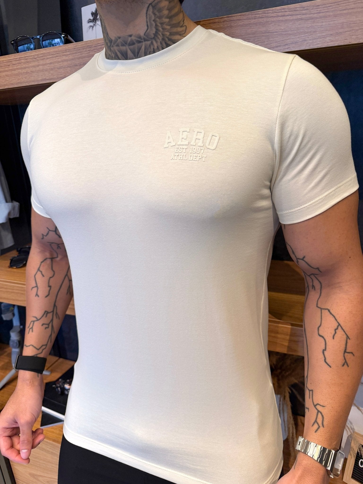 Camiseta Aeropostale Athl Dept - Creme