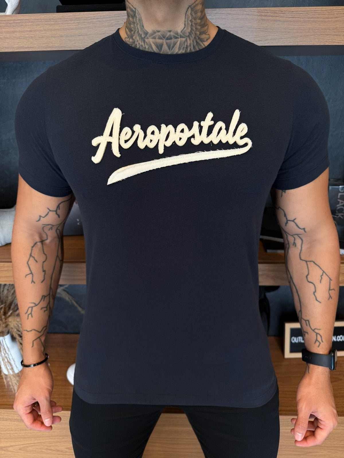 Camiseta Aeropostale Escrita Central  - Marinho Ref: 0137