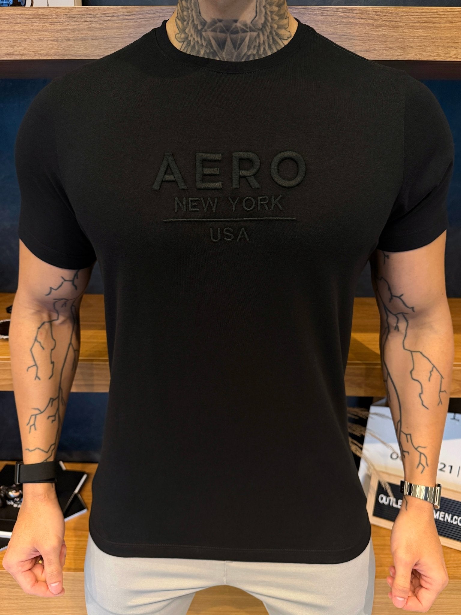 Camiseta Aeropostale New York Bordado - Preta