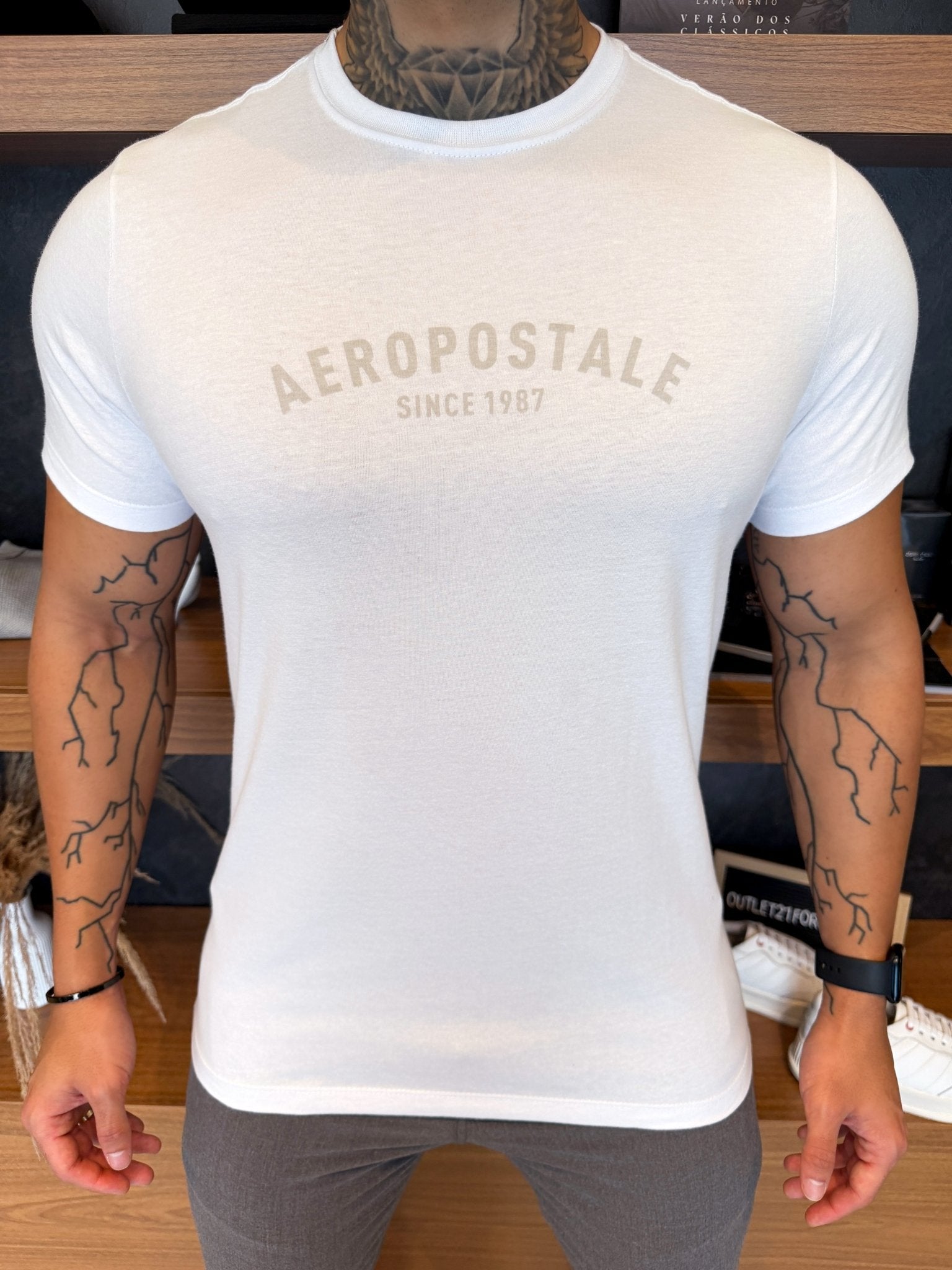 Camiseta Aeropostale Since 1987 Escrita Central - Branca