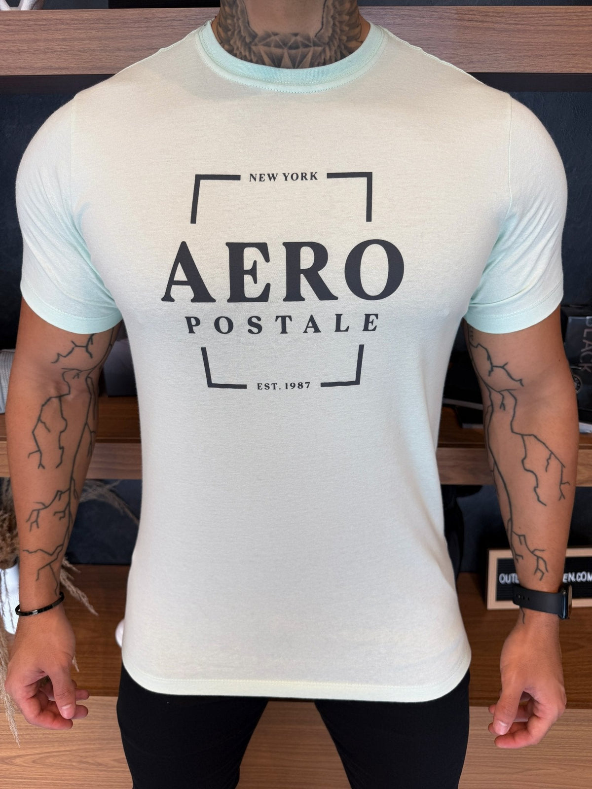 Camiseta Aeropostale Square Escrita Central - Azul Bebê