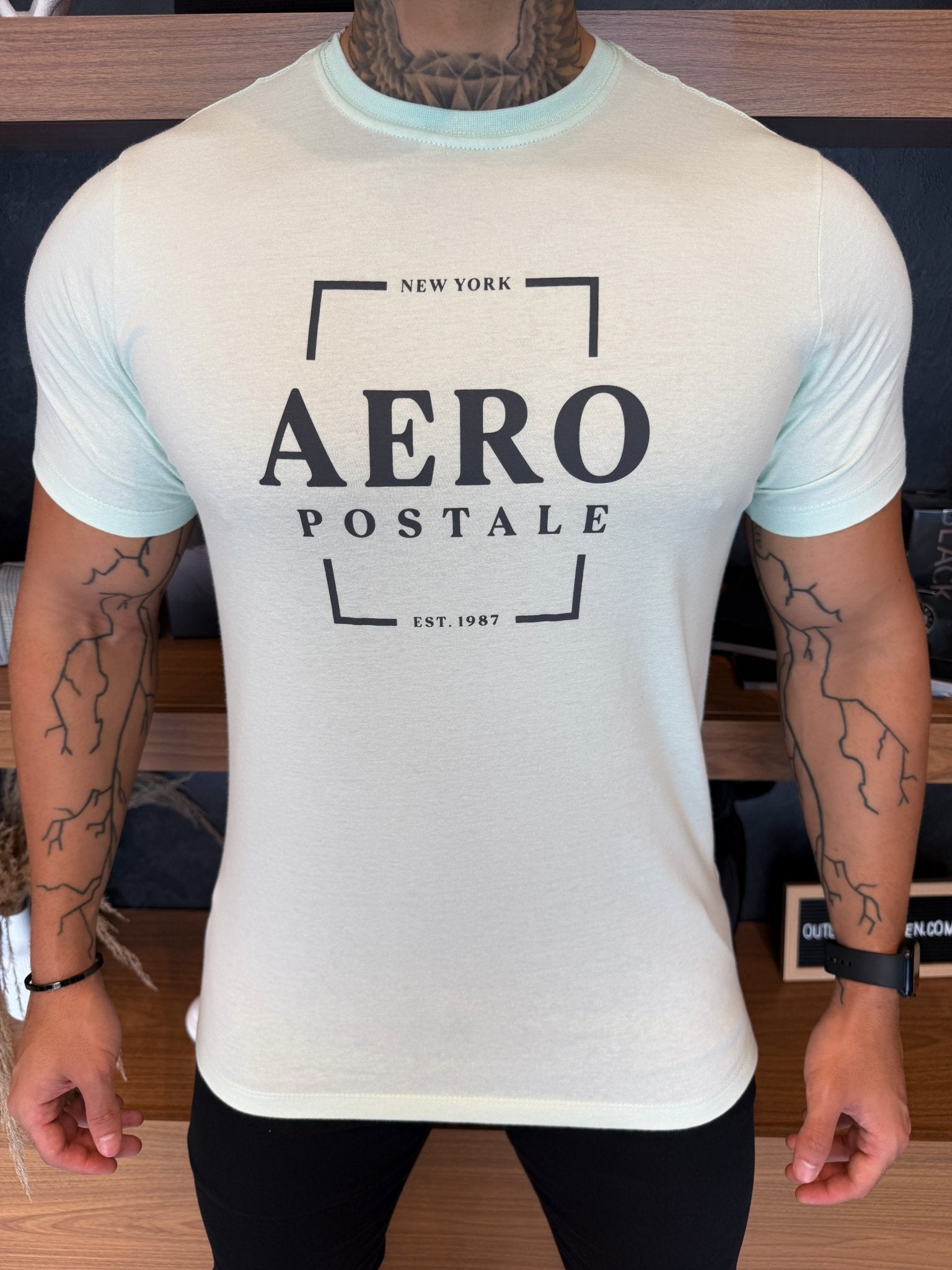 Camiseta Aeropostale Square Escrita Central - Azul Bebê