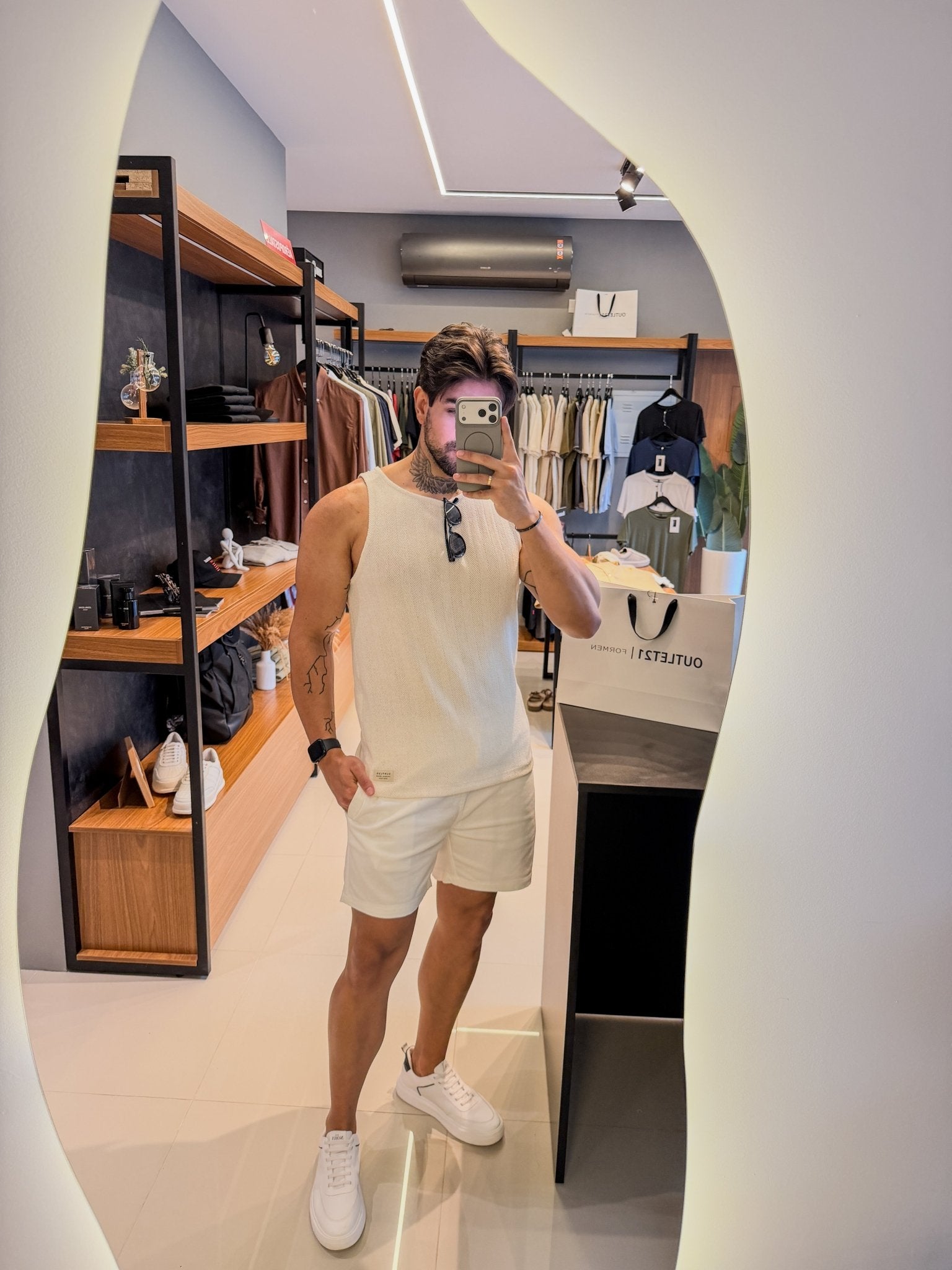 Camiseta Regata Aeropostale Verão Texturizada - Areia