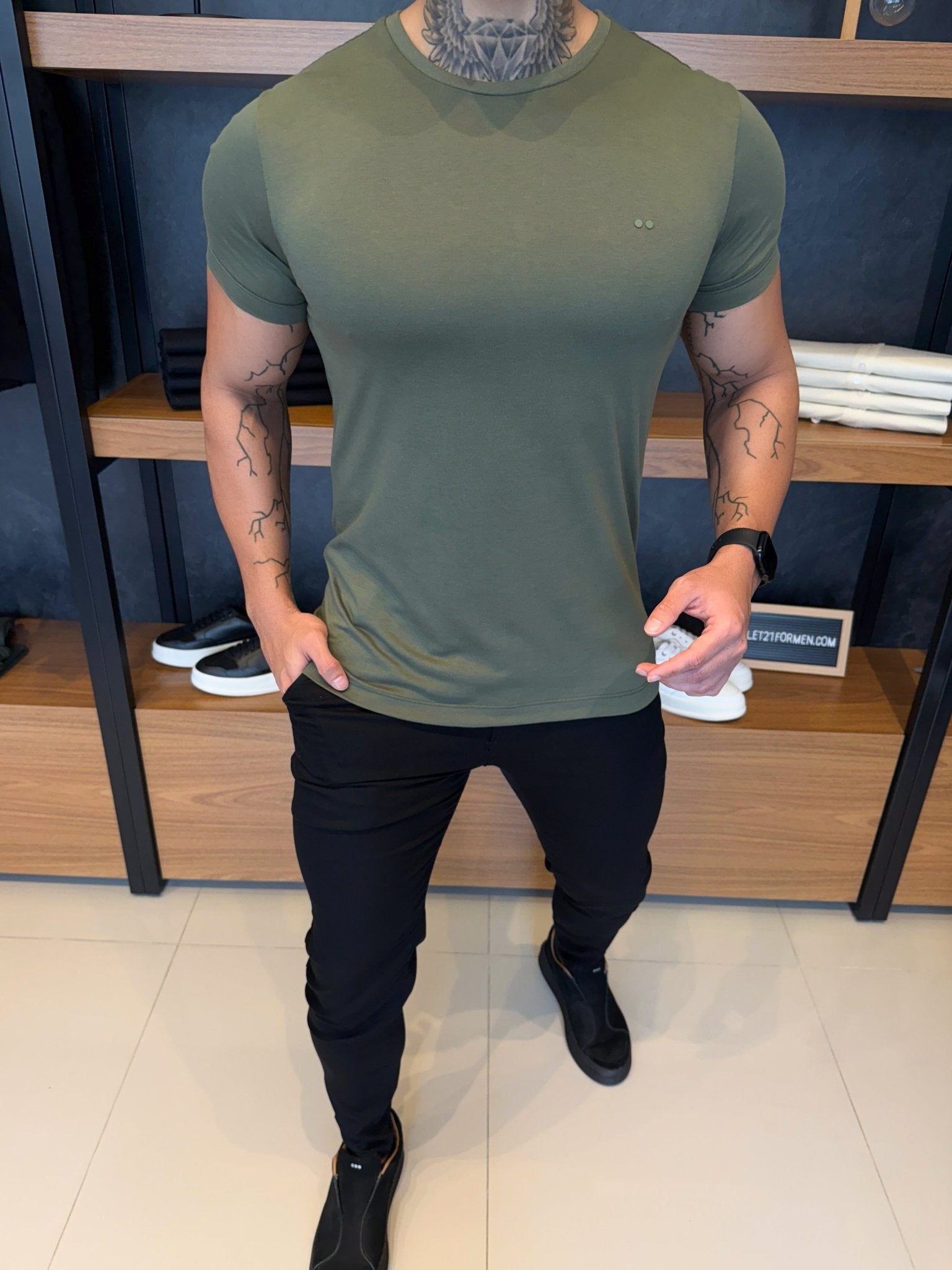 Camiseta Simple Algodão Pima Certificada - Musgo