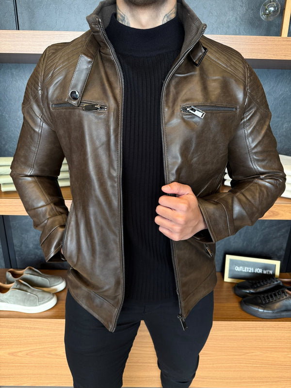 Jaqueta Couro Masculina Café