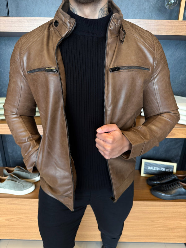 Jaqueta Couro Masculina Marrom