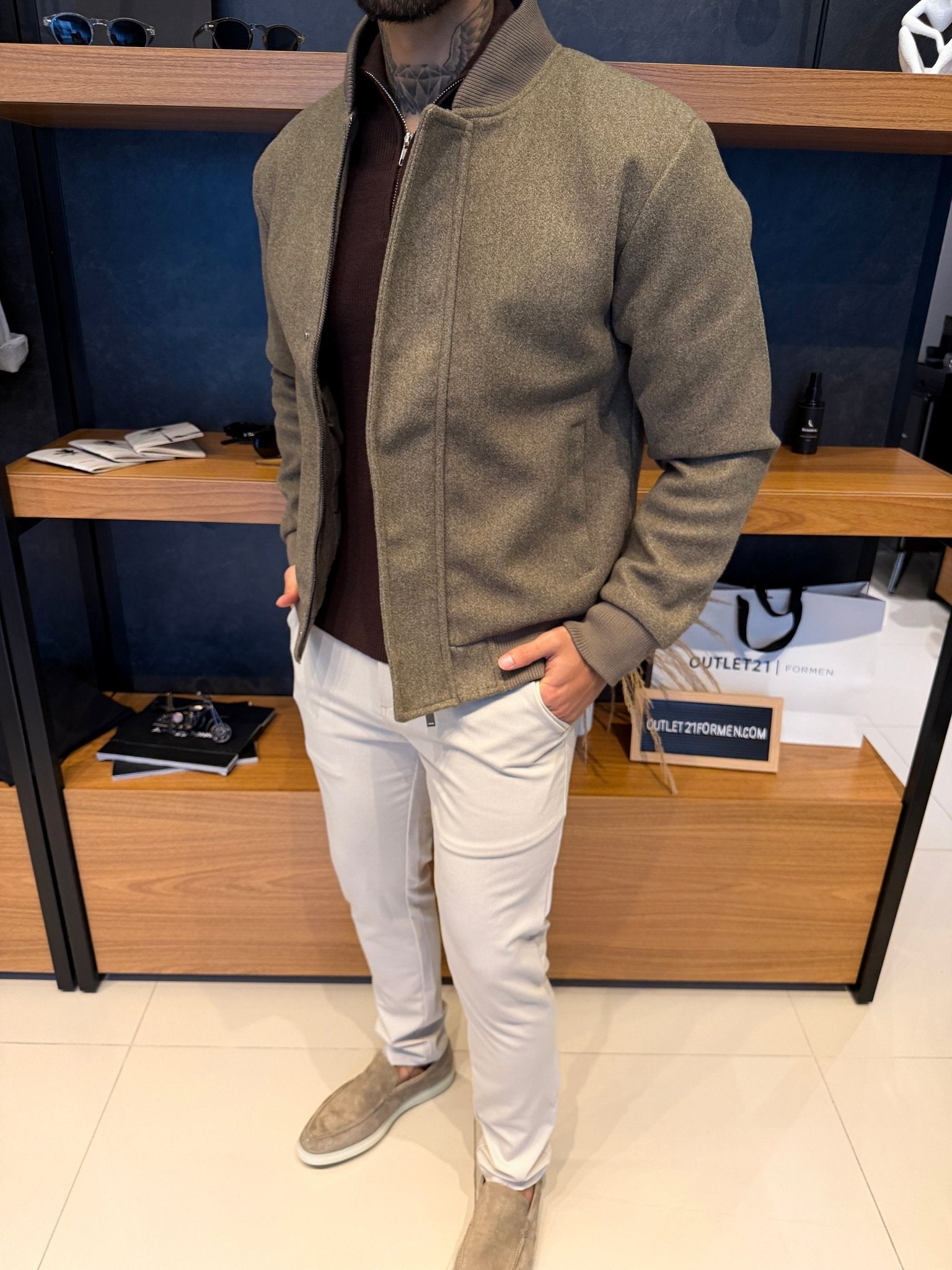 Jaqueta Monte Carlo Lã Batida - Khaki Ash