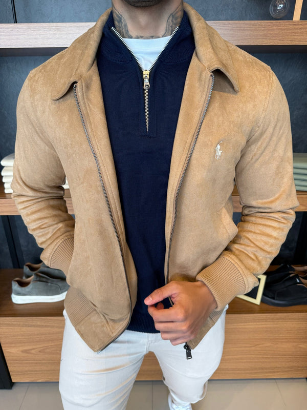 Jaqueta Ralph. Masculina Suede Bege