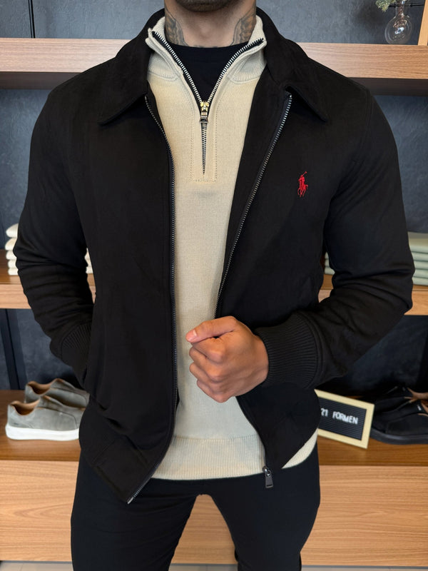 Jaqueta Ralph. Masculina Suede Preta