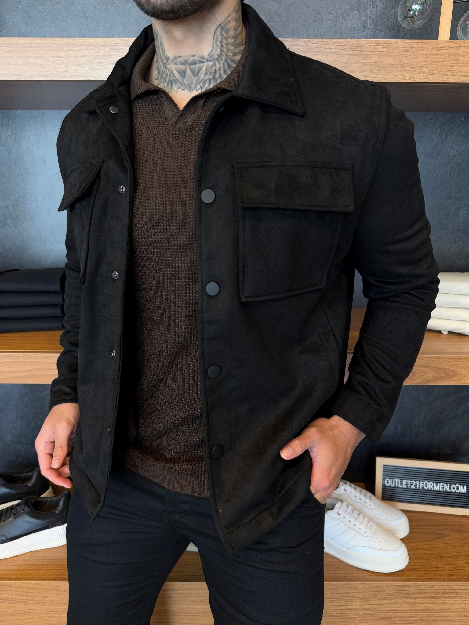 Overshirt London Suede - Preta