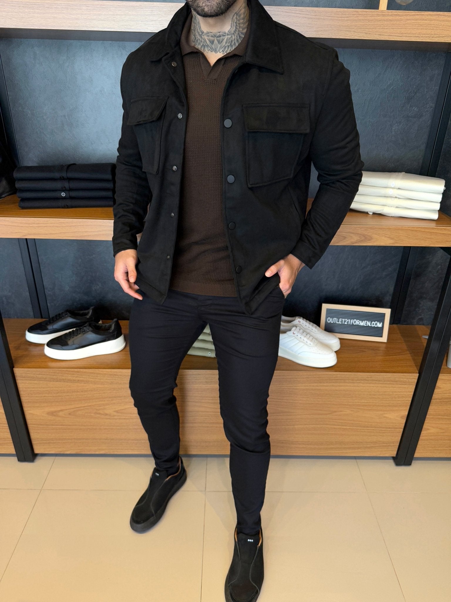 Overshirt London Suede - Preta