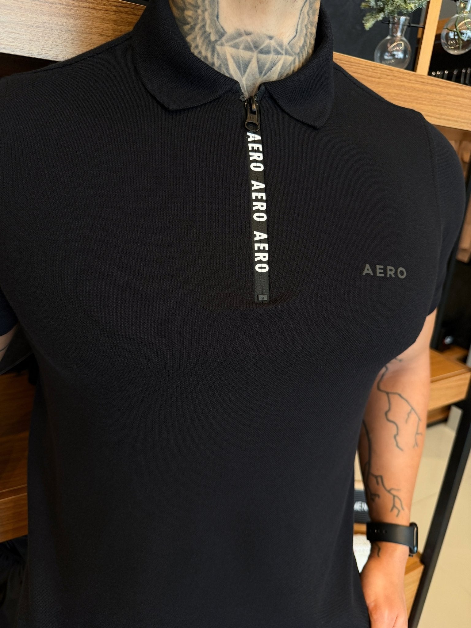 Polo Aeropostale Zíper Platinum- Preta