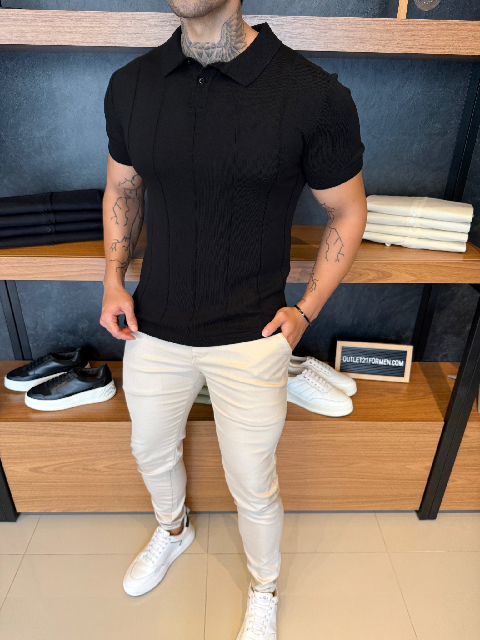 Polo Ank Botões Gola - Preta