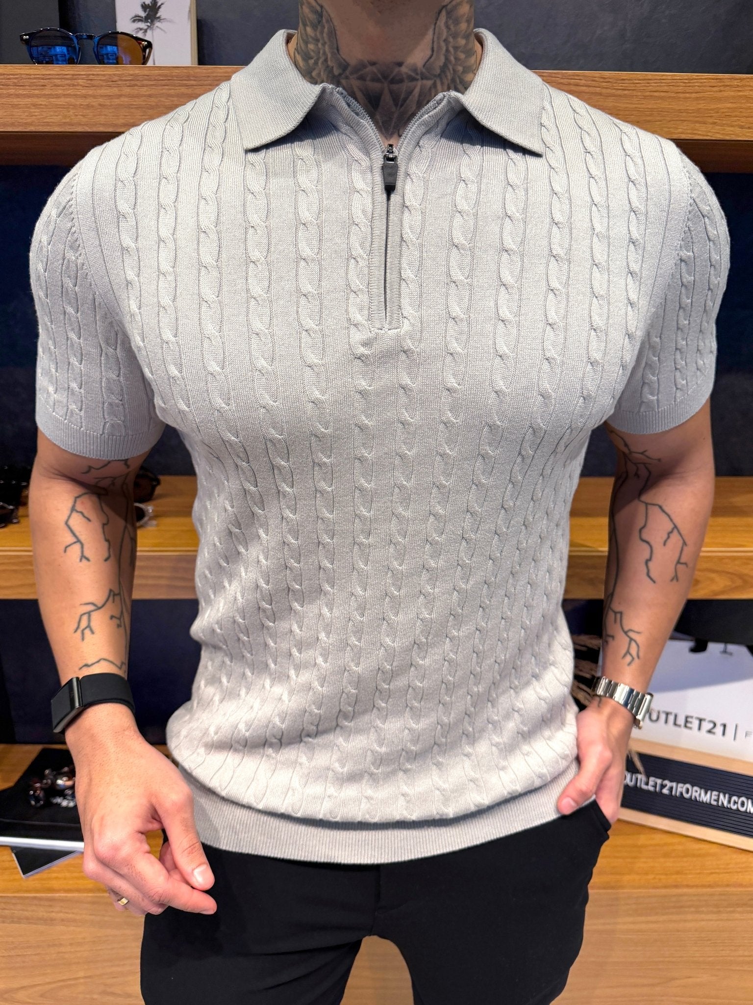 Polo Atenas Tricot - Cinza