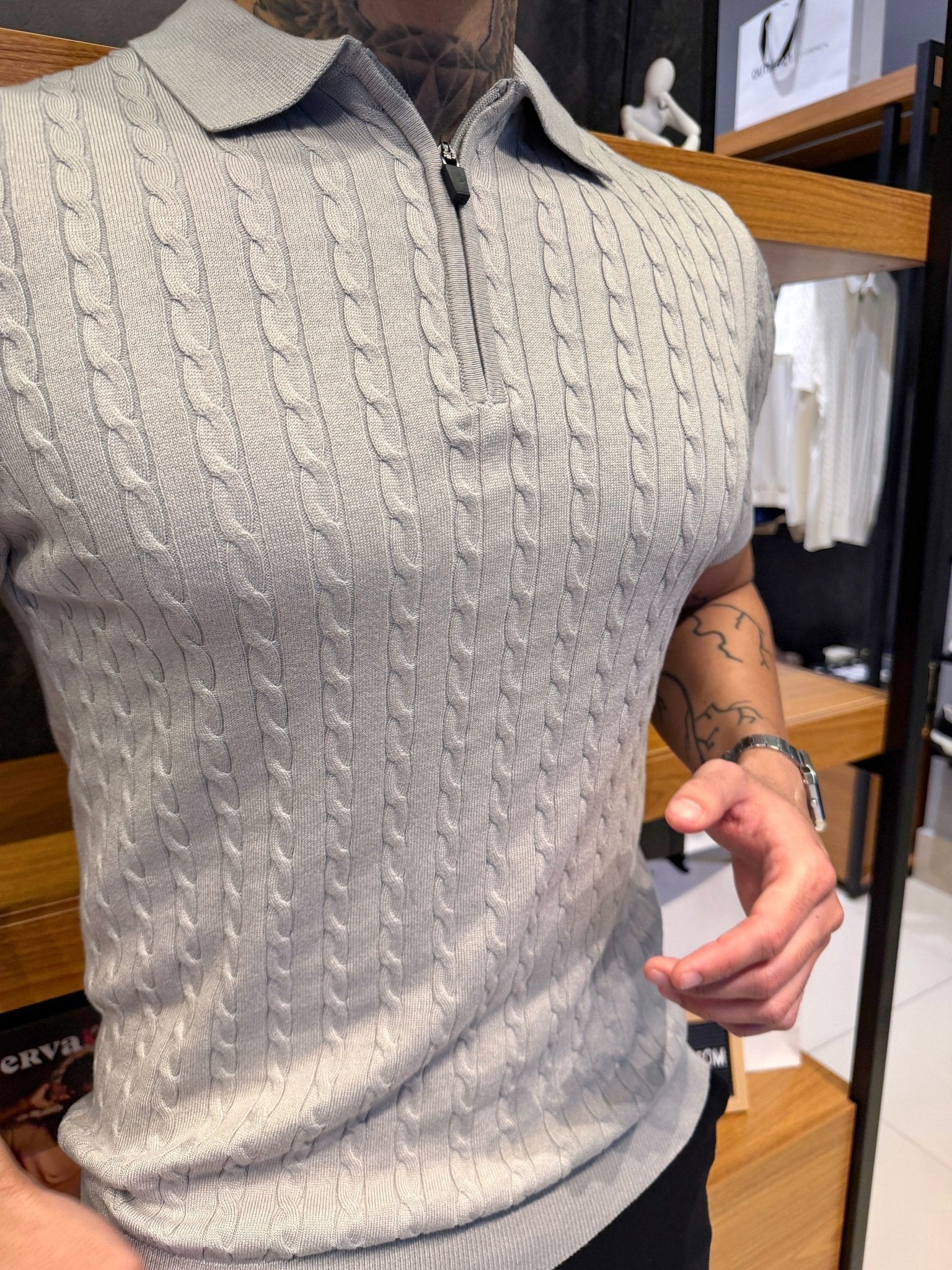 Polo Atenas Tricot - Cinza