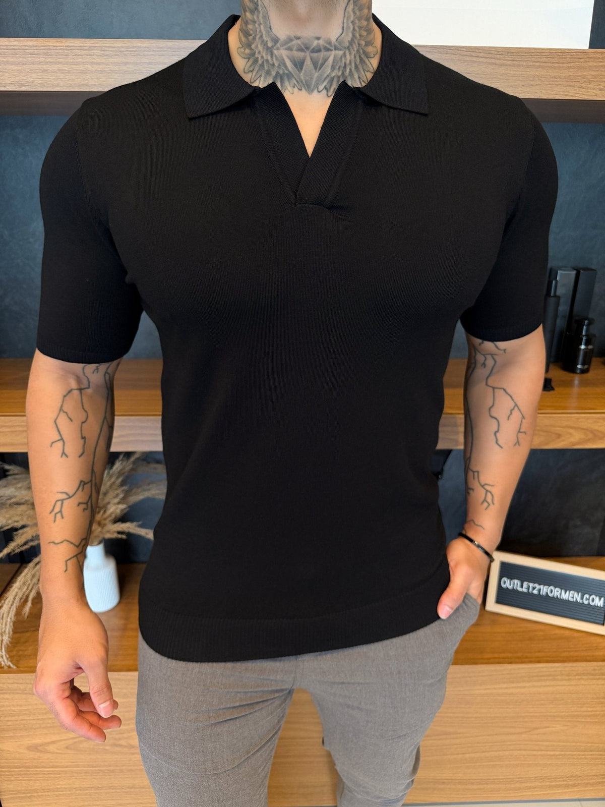 Polo Montreal Tricot Nobre - Preta