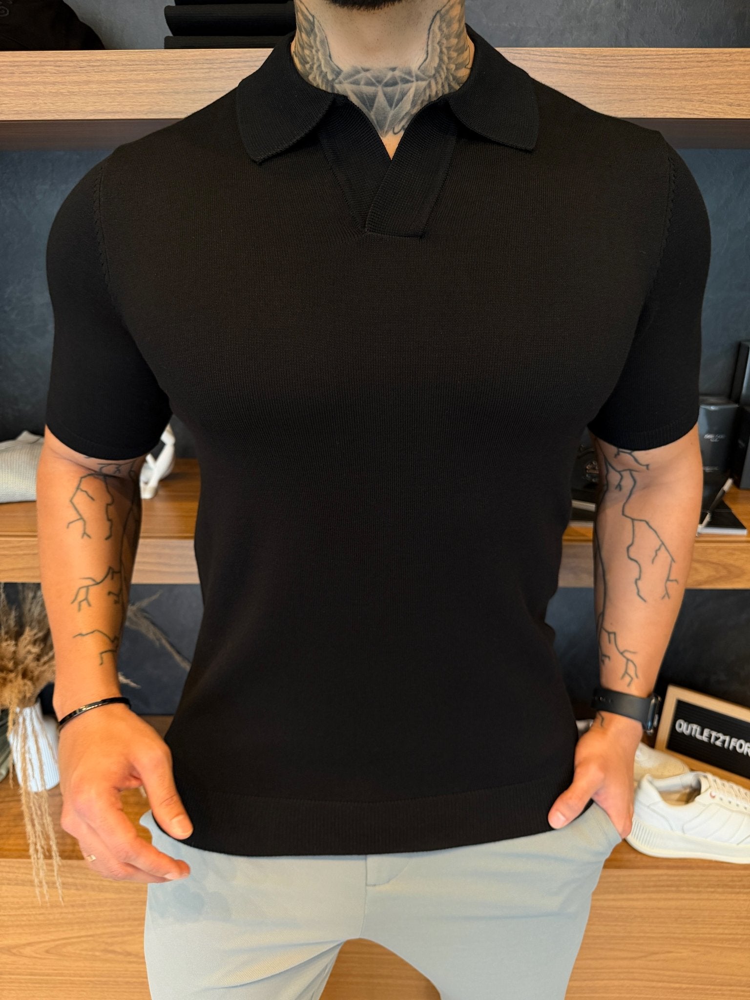 Polo Montreal Tricot Nobre - Preta