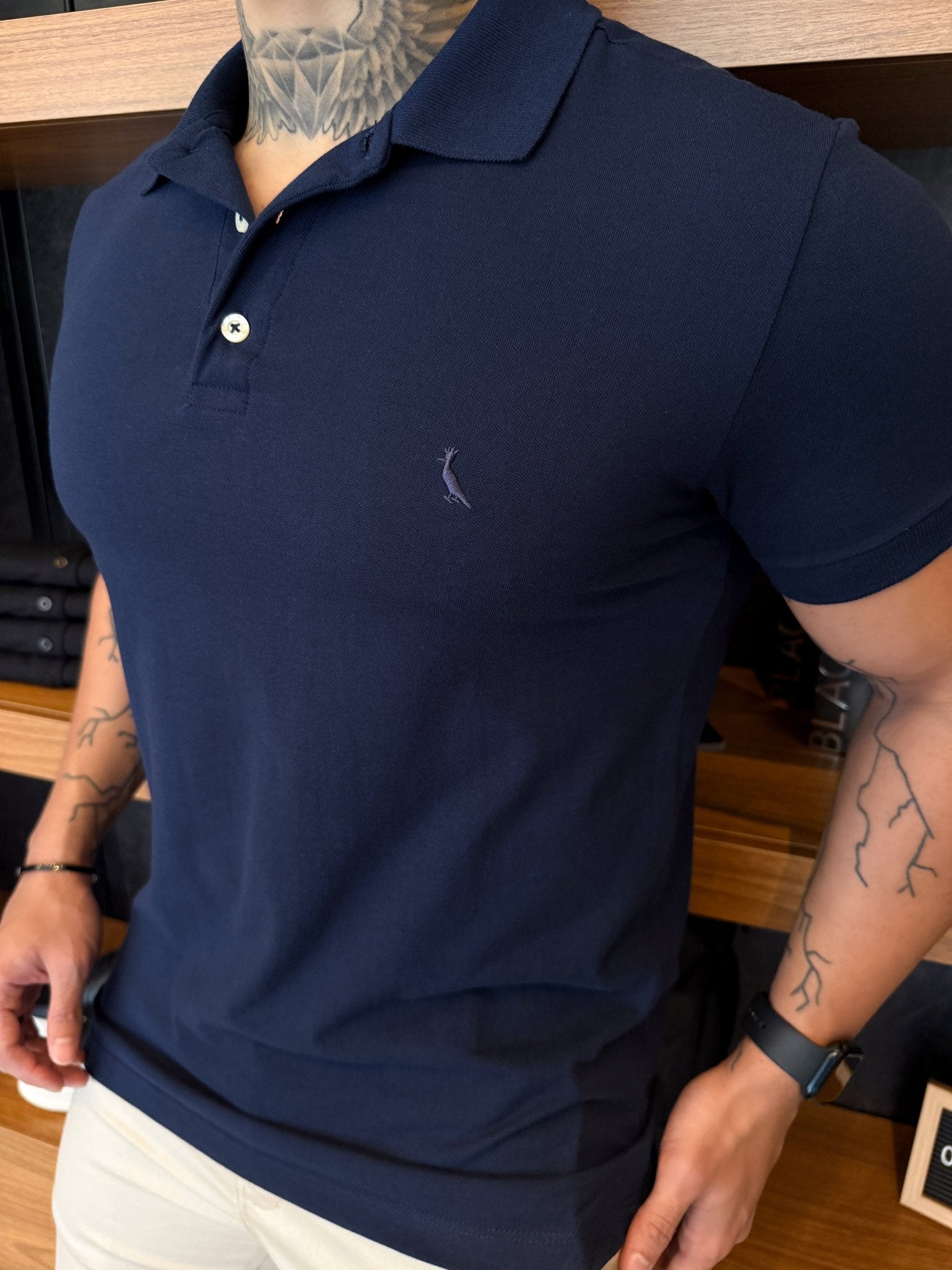 Polo Reserva Logo Peito Monocromática - Marinho