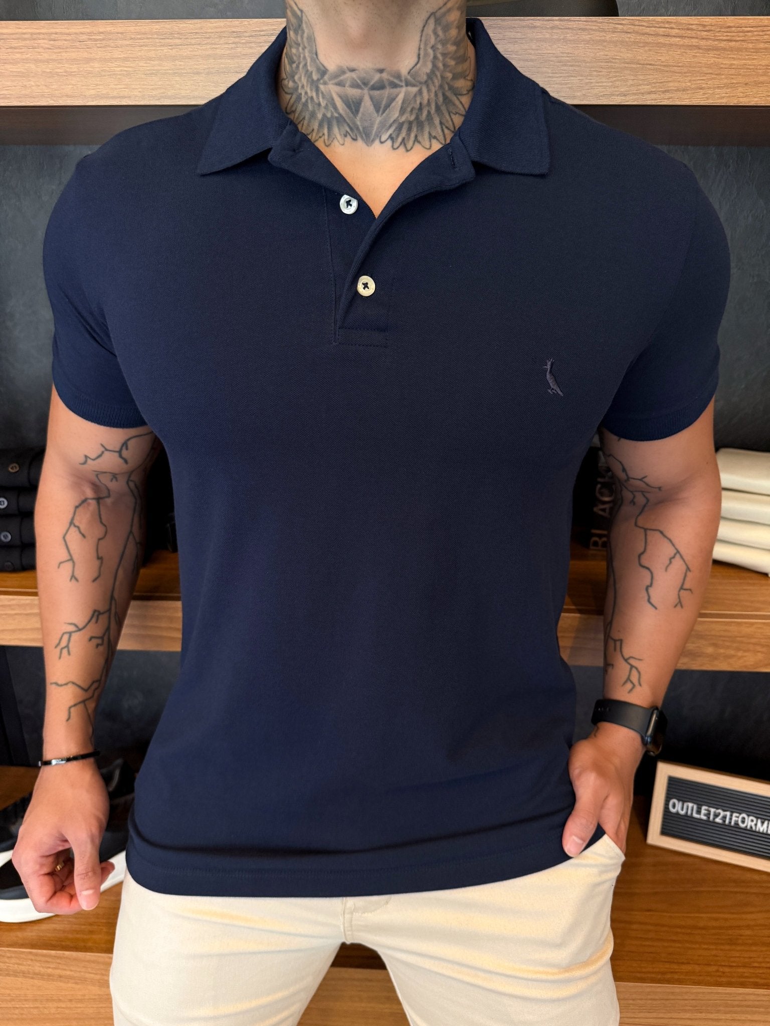 Polo Reserva Logo Peito Monocromática - Marinho