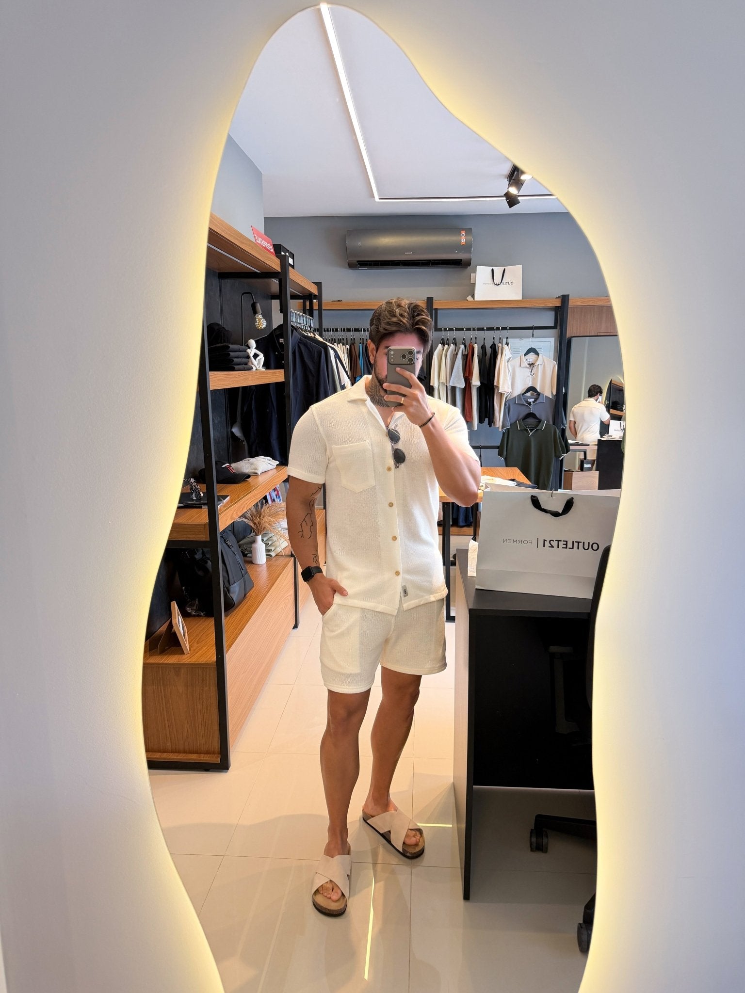 Short Riviera Texture - Off White
