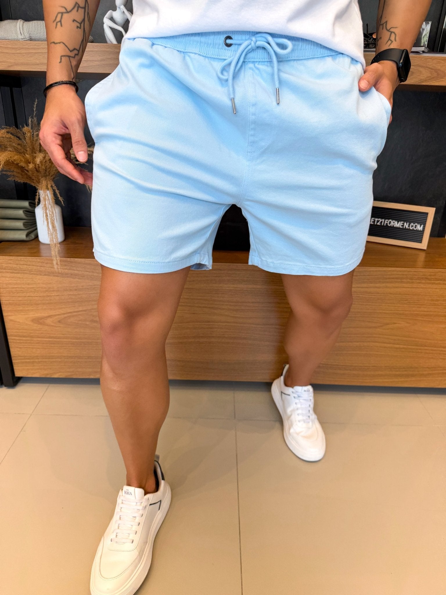 Short Verona Sarja Premium - Azul Bebê