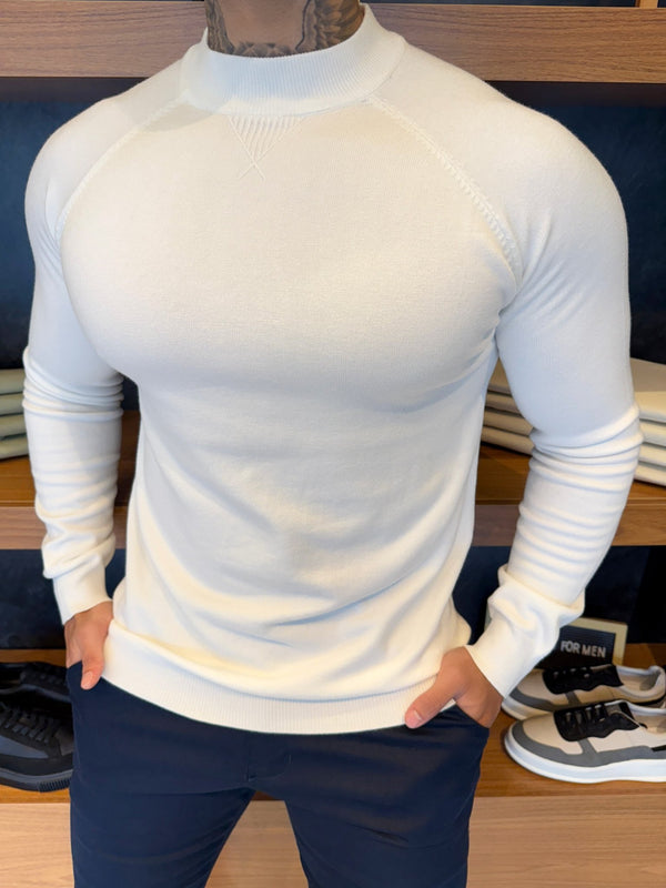 Suéter Clássico Tricot Gola Média Branco